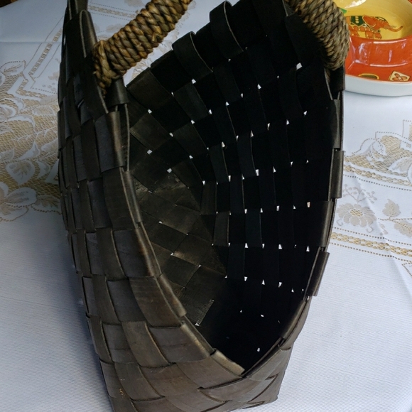 Vintage Woven Shopper Basket Bag 11 X 11 X 5